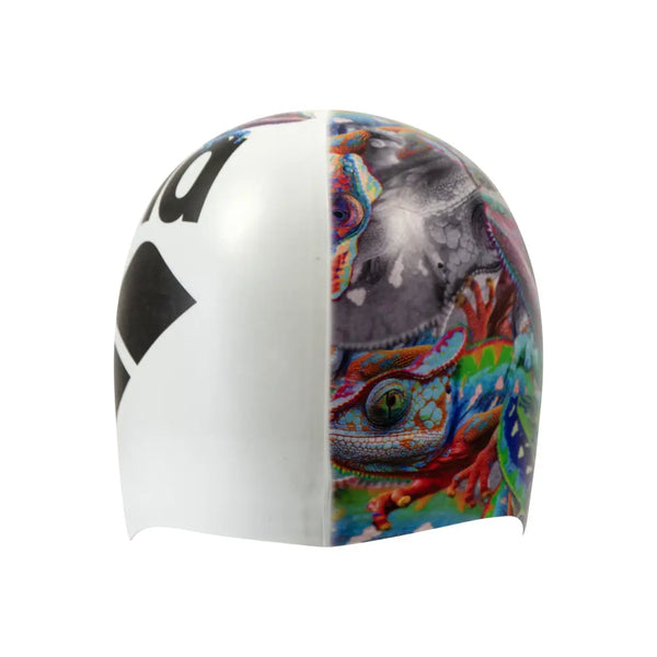 CUFFIA ARENA PISCINA SILICONE SWIM CAP CUFFIE NUOTO DOPPIA FACCIA IGUANA