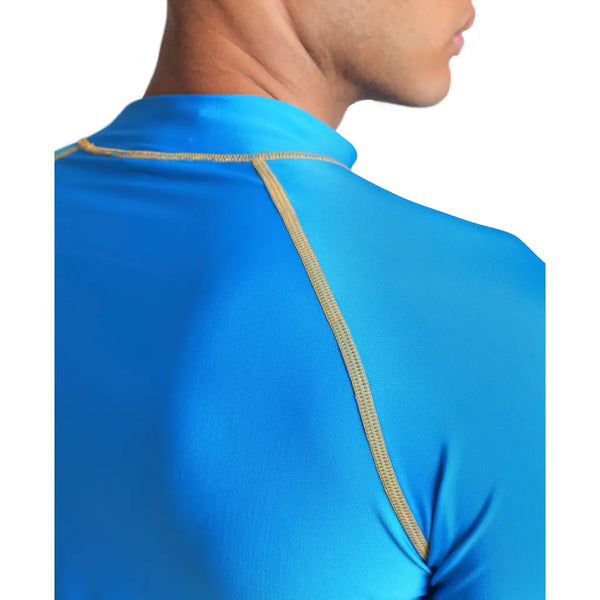 MAGLIA ARENA UOMO TERMICA NUOTO PISCINA MARE RASH VEST UV AZZURRA MANICA LUNGA