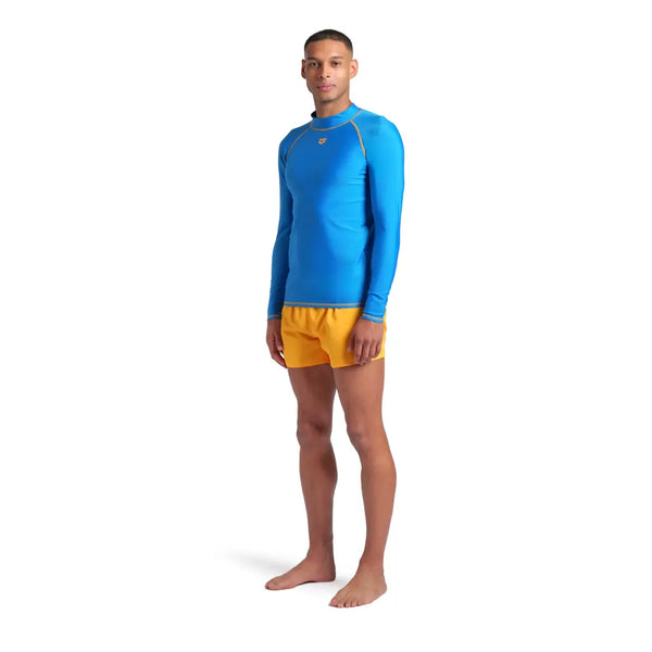 MAGLIA ARENA UOMO TERMICA NUOTO PISCINA MARE RASH VEST UV AZZURRA MANICA LUNGA