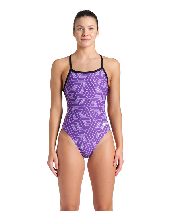 COSTUME ARENA DONNA PISCINA INTERO SPALLINA STRETTA ESCAPE CHALLENGE VIOLA