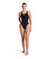 COSTUME NUOTO ARENA DONNA INTERO PISCINA TECH SOLID NERO SPALLINA STRETTA