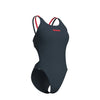 COSTUME ARENA DONNA INTERO PISCINA SOLID NUOTO GRIGIO SPALLINA DOPPIA
