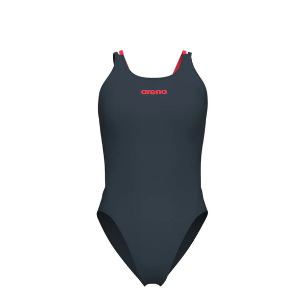 COSTUME ARENA DONNA INTERO PISCINA SOLID NUOTO GRIGIO SPALLINA DOPPIA