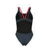 COSTUME ARENA DONNA INTERO PISCINA SOLID NUOTO GRIGIO SPALLINA DOPPIA