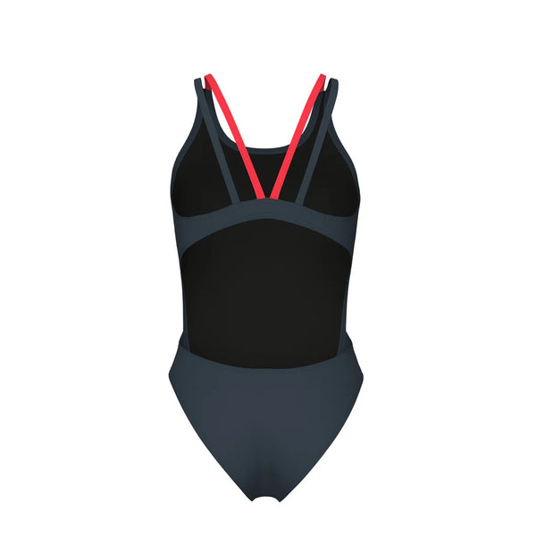 COSTUME ARENA DONNA INTERO PISCINA SOLID NUOTO GRIGIO SPALLINA DOPPIA