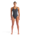 COSTUME ARENA DONNA INTERO PISCINA SOLID NUOTO GRIGIO SPALLINA DOPPIA