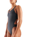COSTUME ARENA DONNA INTERO PISCINA SOLID NUOTO GRIGIO SPALLINA DOPPIA