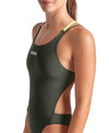COSTUME ARENA DONNA INTERO PISCINA SOLID NUOTO DARK SAGE VERDONE SPALLINA DOPPIA