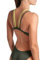 COSTUME ARENA DONNA INTERO PISCINA SOLID NUOTO DARK SAGE VERDONE SPALLINA DOPPIA