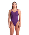 COSTUME ARENA DONNA INTERO PISCINA SOLID  DOPPIA SPALLINA STRETTA VIOLA