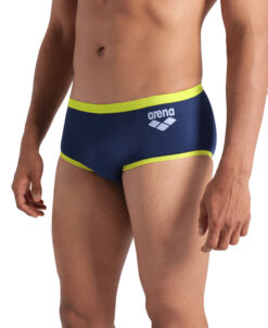 COSTUME ARENA UOMO ALTO TRUNK NUOTO PISCINA SWIM BIG LOGO BLU GIALLO