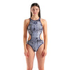 COSTUME ARENA DONNA ONE LACQUER COSTUME INTERO PISCINA TECH BACK BLU BIANCO