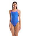 COSTUME ARENA DONNA HYPERFLOW DOUBLE CROSS BACK LOGO SPALLINA INTERO PISCINA NERO IMPERIAL BLUE