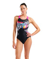 COSTUME ARENA DONNA PISCINA INTERO SWIMSUIT NUOTO MARE NERO FANTASIA