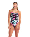COSTUME ARENA DONNA INTERO PISCINA SOLID SPALLINA STRETTA ILLUSION