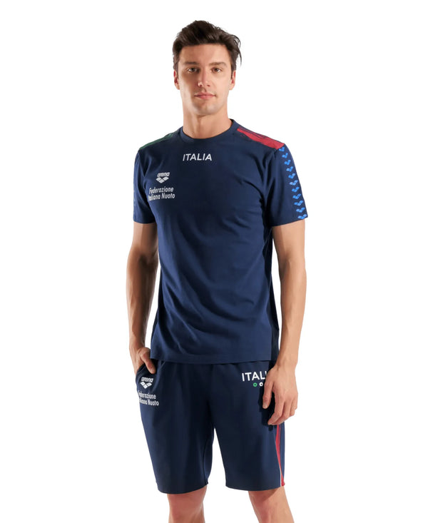 MAGLIA ARENA FIN ITALIA NUOTO T SHIRT TEAM STRIPE TRAINING NAZIONALE BLU