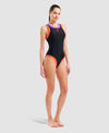 COSTUME ARENA DONNA INTERO PISCINA BOLD LINES NUOTO NERO
