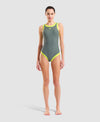 COSTUME ARENA DONNA INTERO PISCINA BOLD LINES NUOTO VERDE SAGE