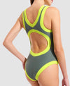 COSTUME ARENA DONNA INTERO PISCINA BOLD LINES NUOTO VERDE SAGE