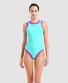 COSTUME ARENA DONNA INTERO PISCINA BOLD LINES NUOTO WATER VIOLET