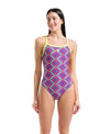 COSTUME NUOTO ARENA DONNA INTERO SPALLINA STRETTA PISCINA VIOLA