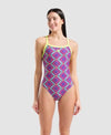 COSTUME NUOTO ARENA DONNA INTERO SPALLINA STRETTA PISCINA VIOLA