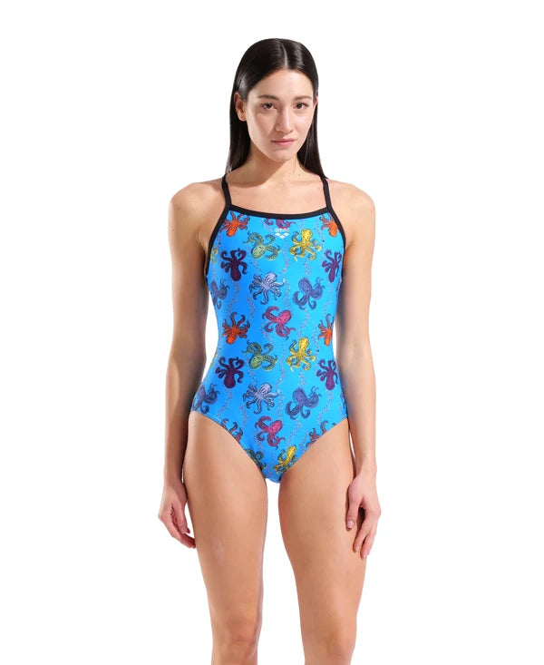 COSTUME NUOTO ARENA DONNA INTERO SPALLINA STRETTA PISCINA OCTOPUS