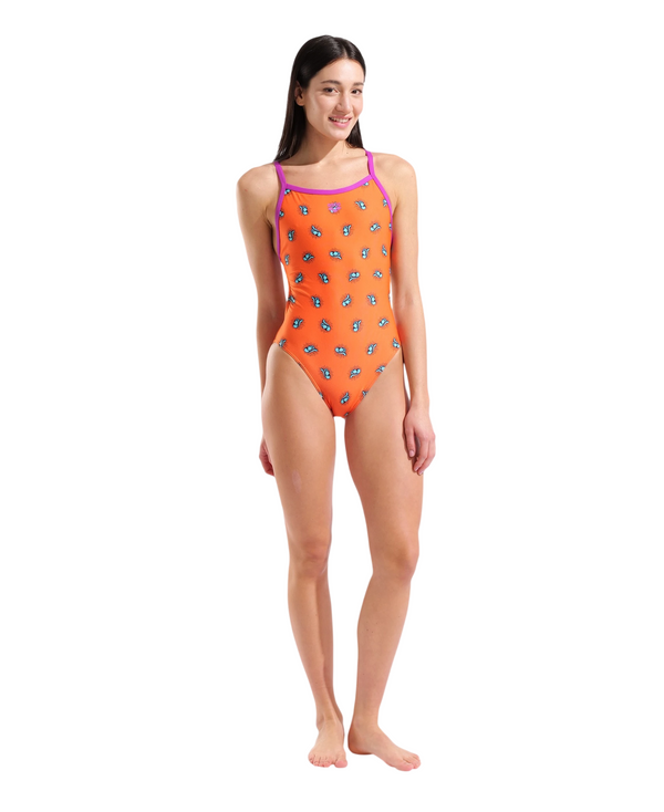 COSTUME NUOTO ARENA DONNA INTERO PISCINA LACE SOLID SPALLINA STRETTA COW BOY