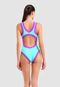 COSTUME ARENA DONNA INTERO PISCINA BOLD LINES NUOTO WATER VIOLET
