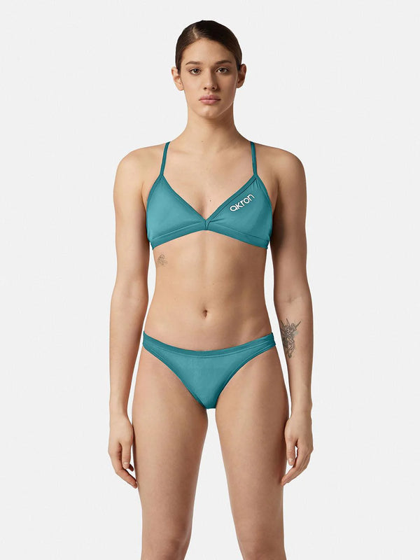 COSTUME 2 PEZZI DONNA AKRON NUOTO PISCINA BIKINI TRIANGOLO AZZURRO