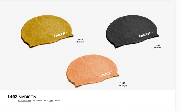 CUFFIA PISCINA AKRON SILICONE SWIM CAP MADISON CUFFIE NUOTO CAP