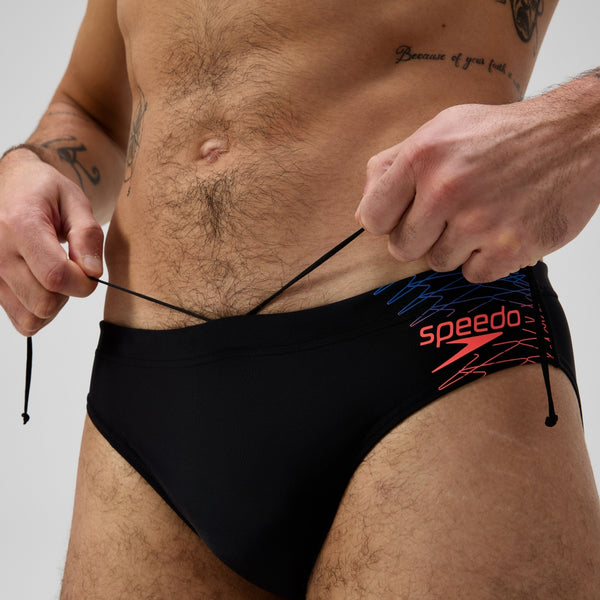 COSTUME SPEEDO UOMO SLIP MEDLEY LOGO SWIM BRIEFS NUOTO PISCINA 7CM BLACK ORANGE BLU