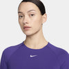 T SHIRT DONNA NIKE CROP SWOOSH FASCHION MAGLIA WOMAN CORTA VIOLA