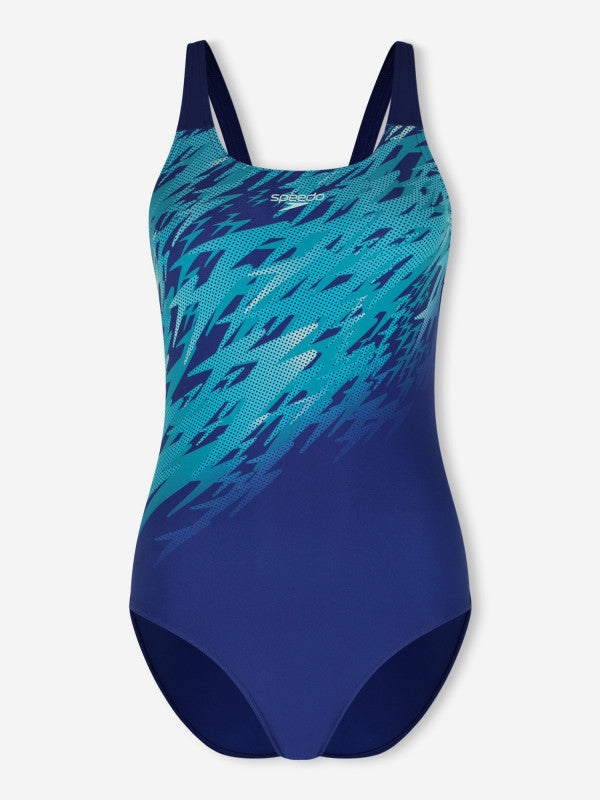 COSTUME DONNA PISCINA SPEEDO INTERO HYPERBOOM NUOTO BLU