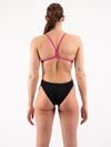 COSTUME DONNA AKRON ITALIA NUOTO PISCINA SPALLINA STRETTA NERO FUXIA