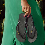 INFRADITO HAVAIANAS DONNA MARE PISCINA NUOTO SLIM LOGO NERA ORO