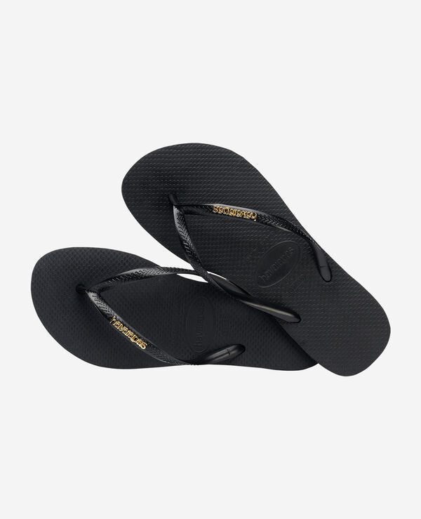 INFRADITO HAVAIANAS DONNA MARE PISCINA NUOTO SLIM LOGO NERA ORO