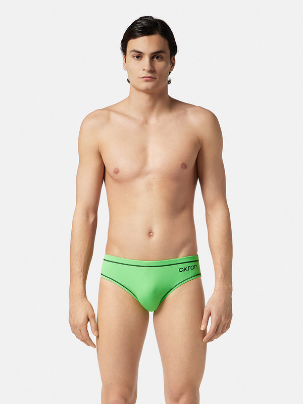 COSTUME AKRON ITALIA UOMO SLIP NUOTO PISCINA BICOLOR VERDE NERO ADDISON EVO