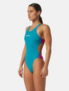 COSTUME DONNA AKRON ITALIA NUOTO PISCINA BICOLOR TURCHESE VIOLA