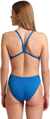 COSTUME ARENA DONNA INTERO PISCINA SOLID SPALLINA STRETTA BLU COSMO