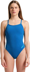 COSTUME ARENA DONNA INTERO PISCINA SOLID SPALLINA STRETTA BLU COSMO