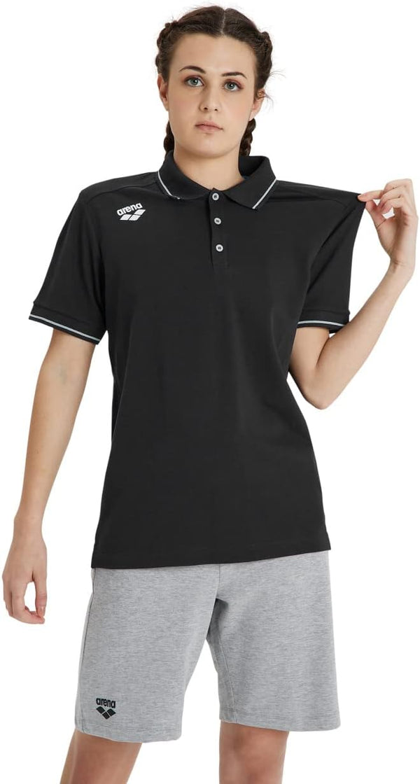 POLO ARENA TEAM POLOSHIRT SOLID COTTON NUOTO TRAINING BLACK NERA