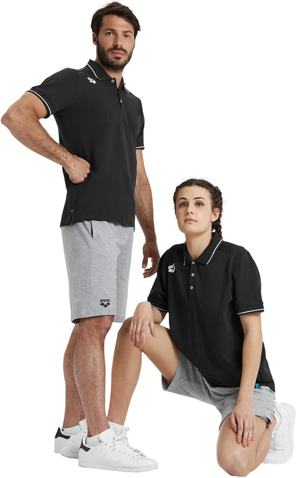 POLO ARENA TEAM POLOSHIRT SOLID COTTON NUOTO TRAINING BLACK NERA