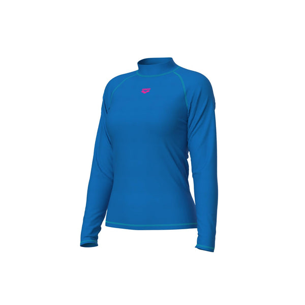 MAGLIA ARENA DONNA TERMICA NUOTO PISCINA MARE RASH VEST UV AZZURRA