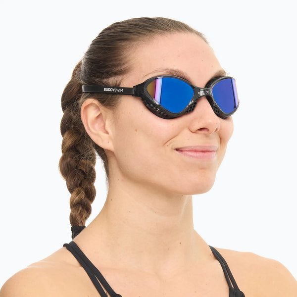 OCCHIALINI OZEANX MIRROR TRIATHLON OCCHIALINO NUOTO SPECCHIATI PISCINA BLU
