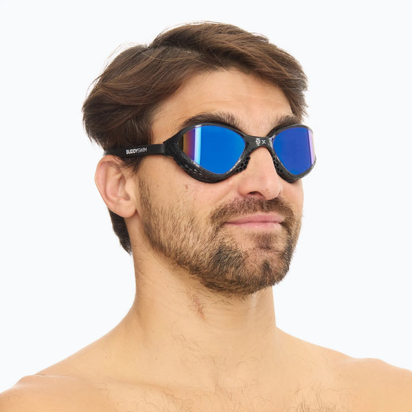 OCCHIALINI OZEANX MIRROR TRIATHLON OCCHIALINO NUOTO SPECCHIATI PISCINA BLU