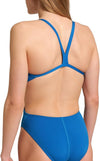 COSTUME ARENA DONNA INTERO PISCINA SOLID SPALLINA STRETTA BLU COSMO