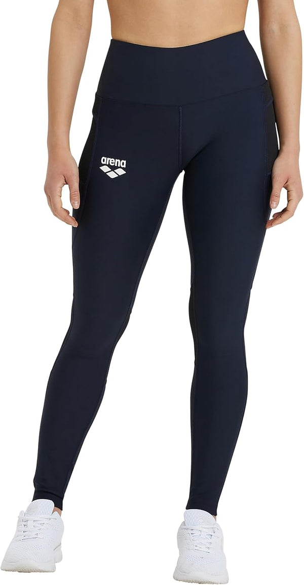PANTALONI LEGGINGS ARENA PANTALONE TIGHT PANEL DONNA TRAINING PALESTRA BLU