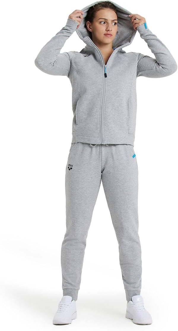 FELPA ARENA TUTA DONNA TRAINING ZIP E CAPPUCCIO PANEL GRIGIA