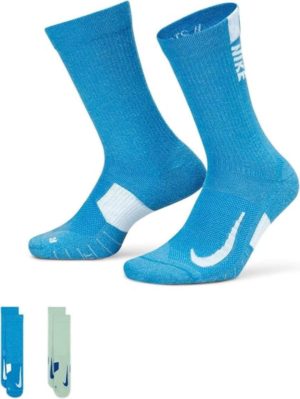 CALZE NIKE 2PAIA COPPIA RUNNING FITNESS SOCKS AZZURRA VERDE ACQUA